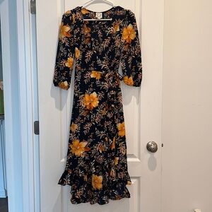 Blue Rain Floral Dress, Size XS